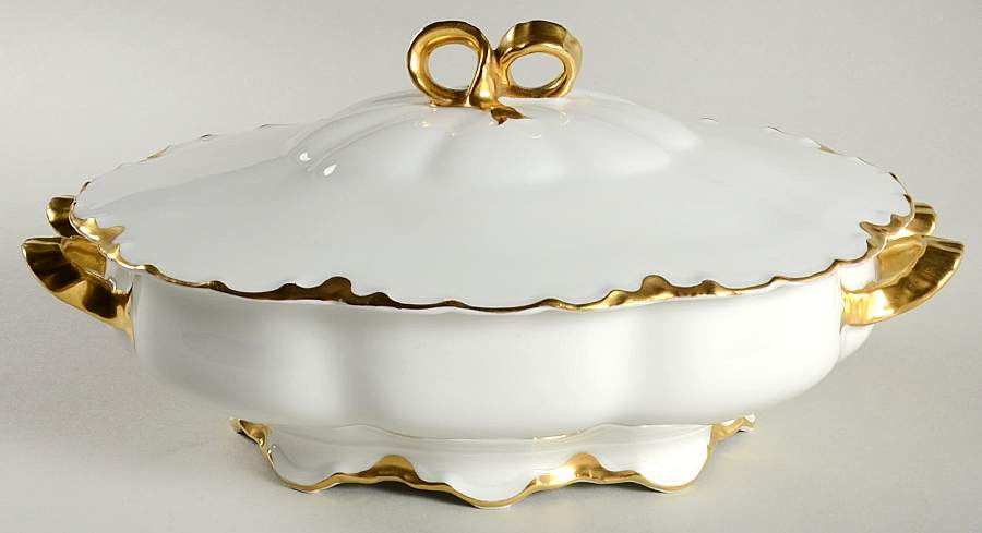 Ranson (Gold Trim) Oval Covered Vegetable by Haviland-1