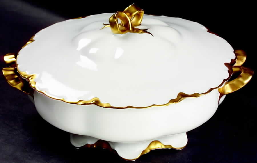 Ranson (Gold Trim) Round Covered Vegetable by Haviland-1
