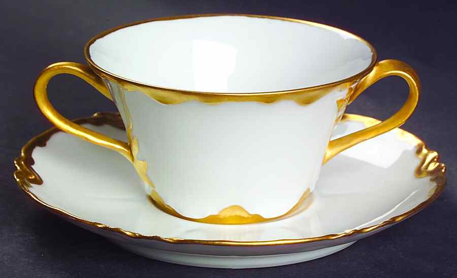Ranson (Gold Trim) Bouillon Soup & Saucer Set by Haviland-1