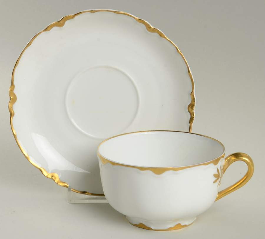 Ranson (Gold Trim) Flat Cup & Saucer Set by Haviland-1