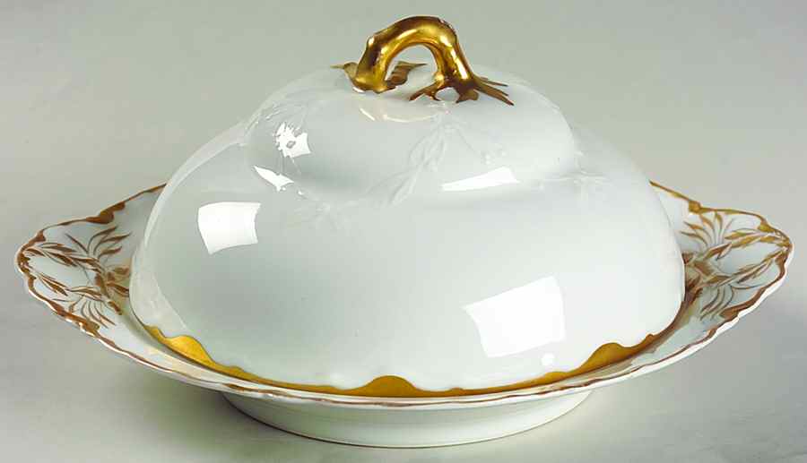 Ranson (Gold Trim) Round Covered Butter by Haviland-1