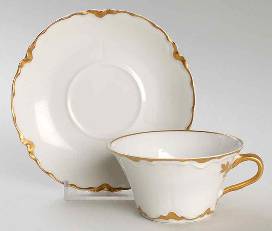 Ranson (Gold Trim) Flat Cup & Saucer Set by Haviland-1