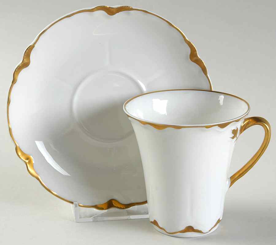 Ranson (Gold Trim) Chocolate Cup & Saucer Set by Haviland-1