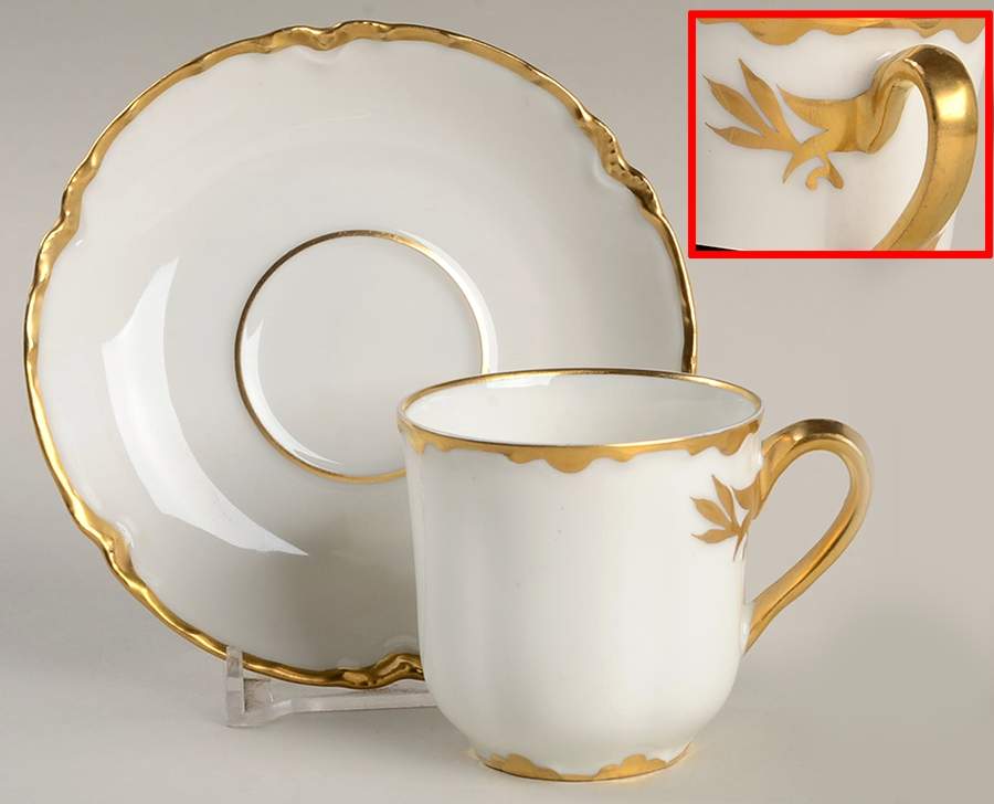 Ranson (Gold Trim) Flat Demitasse Cup & Saucer Set by Haviland-1