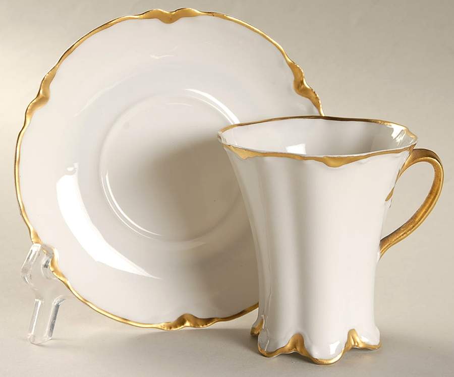 Ranson (Gold Trim) Chocolate Cup & Saucer Set by Haviland-1