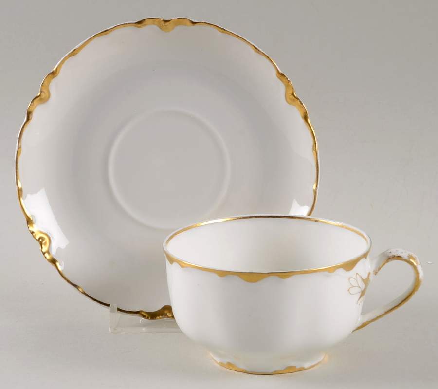 Ranson (Gold Trim) Flat Cup & Saucer Set by Haviland-1