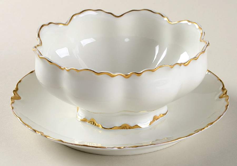Ranson (Gold Trim) Mayonnaise W/Attached Underplate by Haviland-1