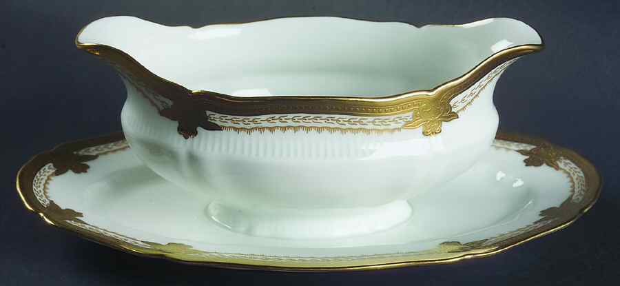 Regis Gold Gravy Boat with Attached Underplate by Haviland-1