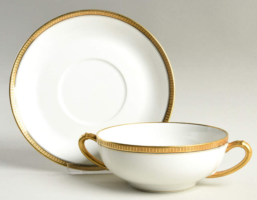 Rembrant Flat Cream Soup Bowl & Saucer Set by Haviland-1