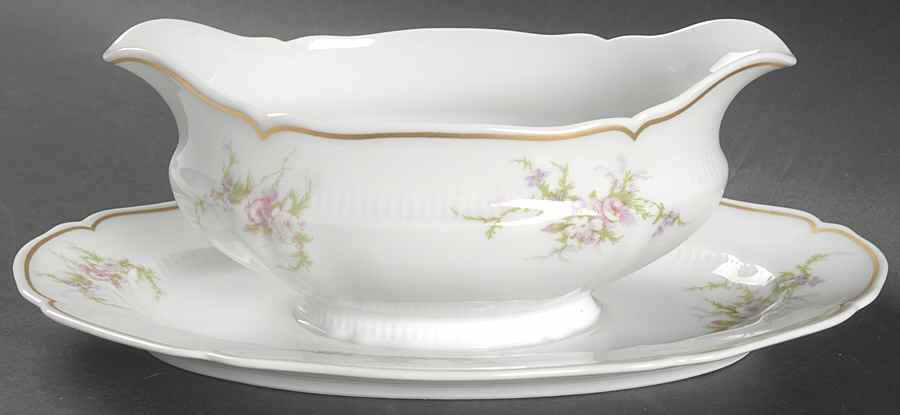 Remembrance Gravy Boat with Attached Underplate by Haviland-1