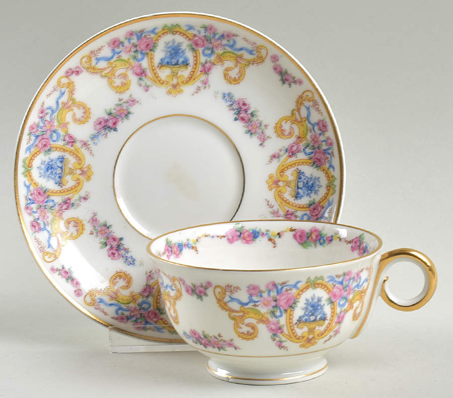 Renaissance (Urns of Flowers) Footed Cup & Saucer Set by Haviland-1