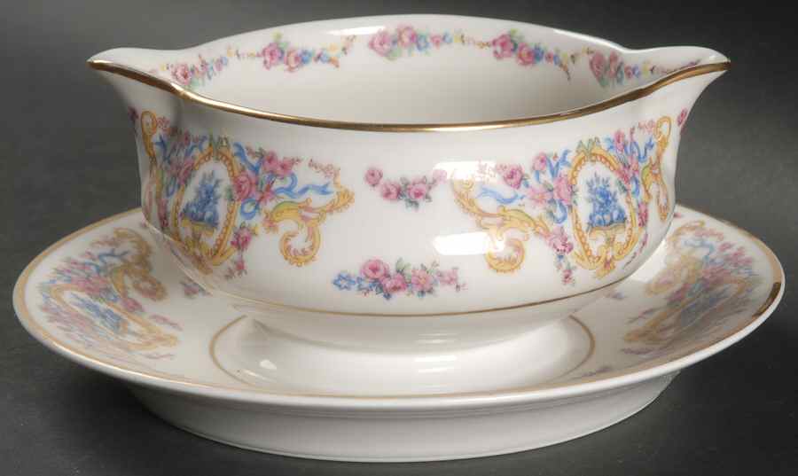 Renaissance (Urns of Flowers) Gravy Boat with Attached Underplate by Haviland-1