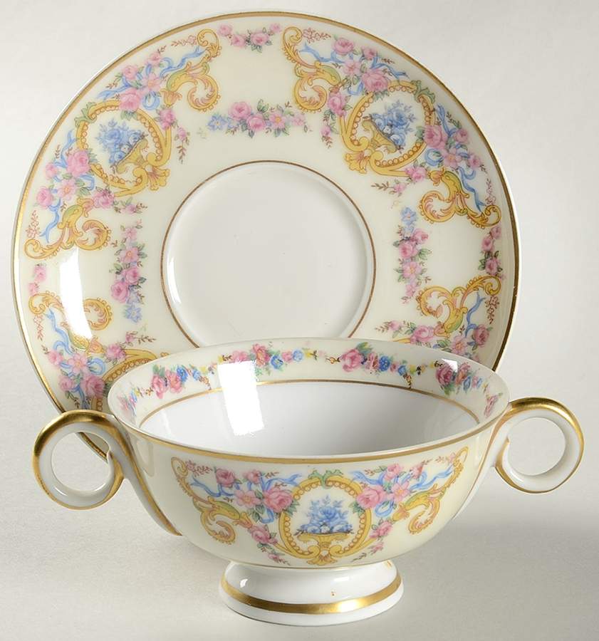 Renaissance (Urns of Flowers) Footed Bouillon Cup & Saucer by Haviland-1
