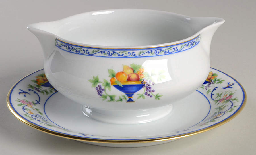Renaissance (Urns of Fruit) Gravy Boat with Attached Underplate by Haviland-1