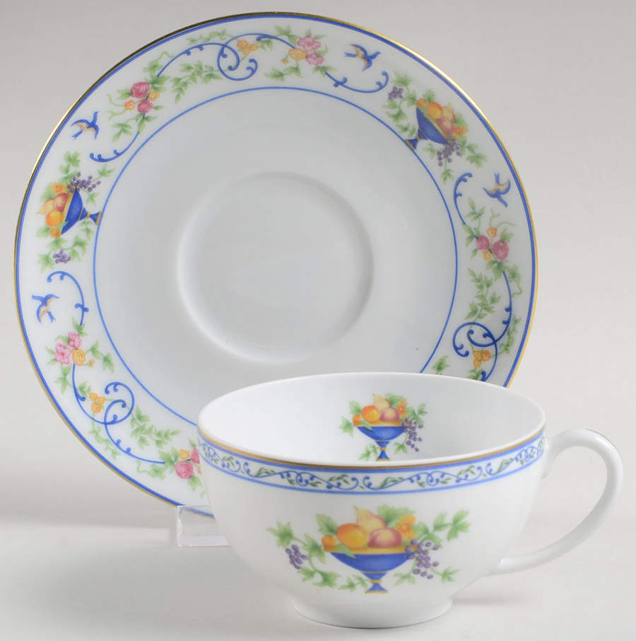 Renaissance (Urns of Fruit) Flat Cup & Saucer Set by Haviland-1