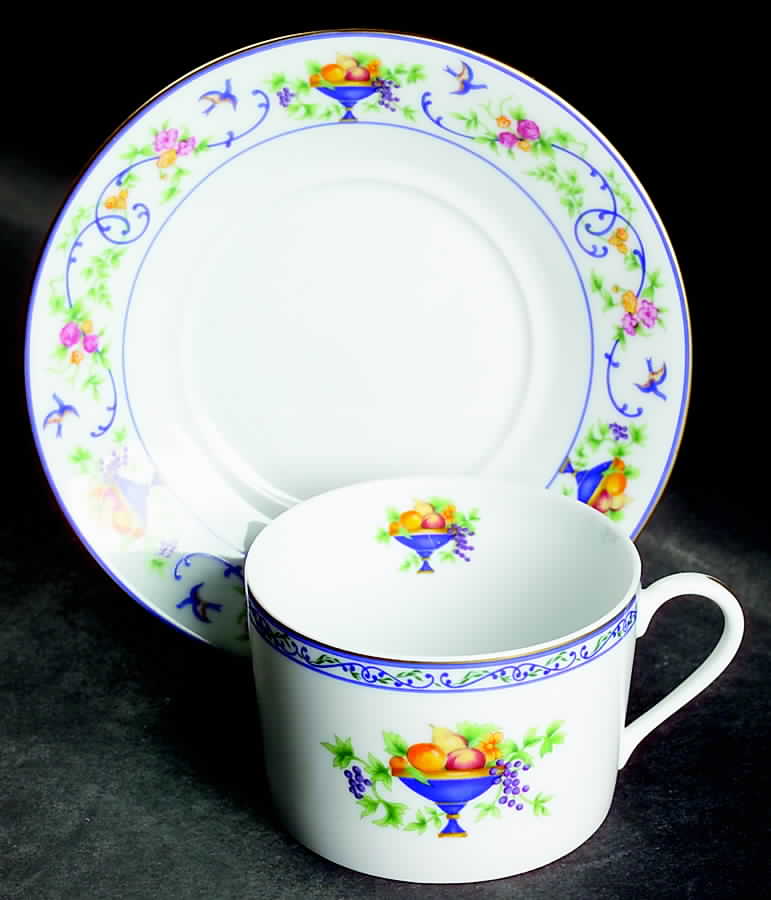 Renaissance (Urns of Fruit) Flat Cup & Saucer Set by Haviland-1