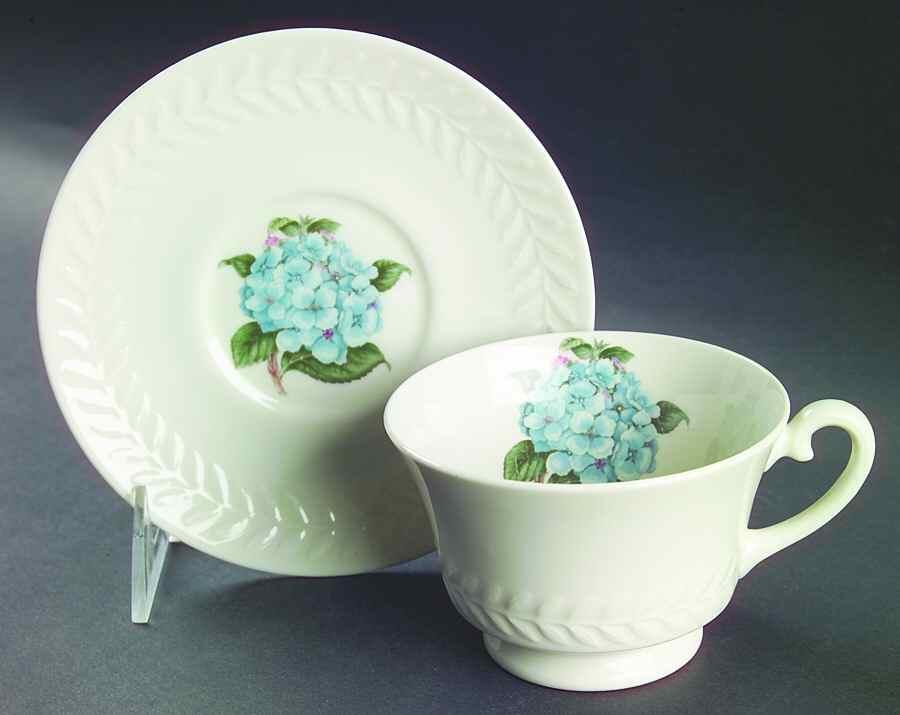 Regents Park Hydrangea Footed Cup & Saucer Set by Haviland-1