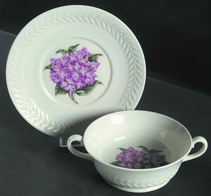 Regents Park Lilac Footed Cream Soup Bowl & Saucer Set by Haviland-1