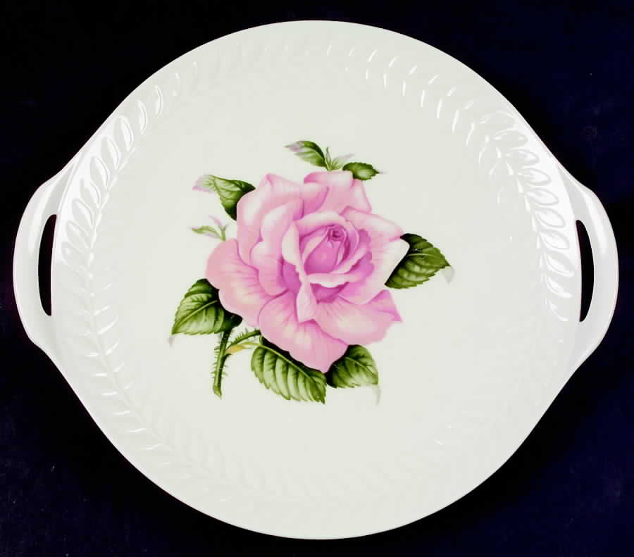 Regents Park Rose Handled Cake Plate by Haviland-1