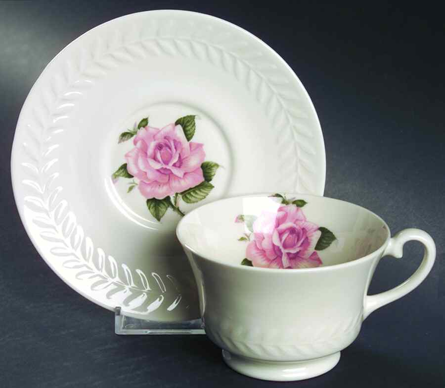Regents Park Rose Footed Cup & Saucer Set by Haviland-1