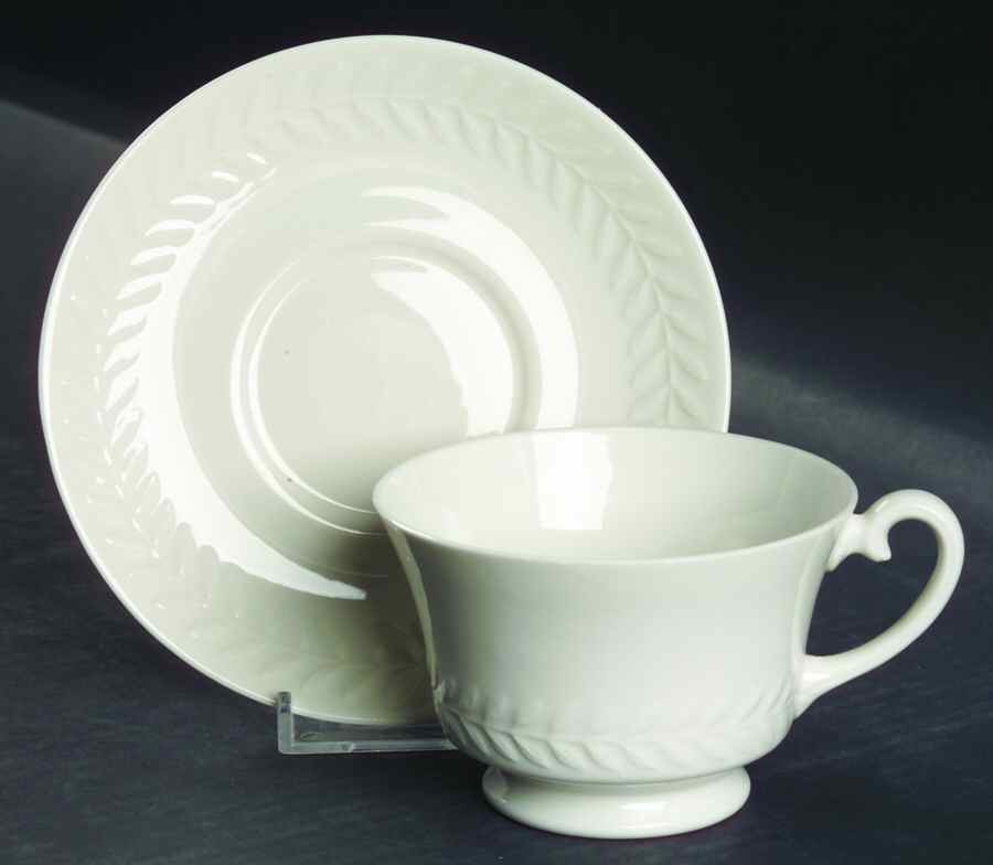 Regents Park White Footed Cup & Saucer Set by Haviland-1