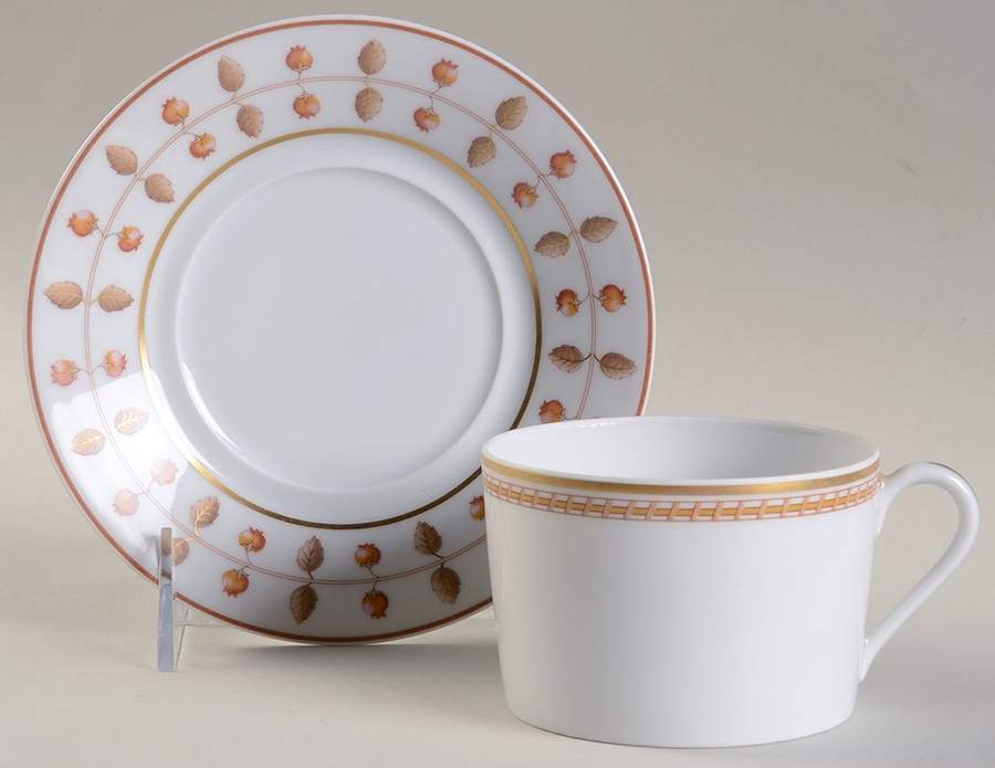 Rivoli (Brown Trim) Flat Cup & Saucer Set by Haviland-1