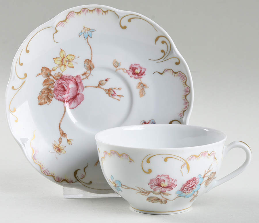 Roses De France Flat Cup & Saucer Set by Haviland-1