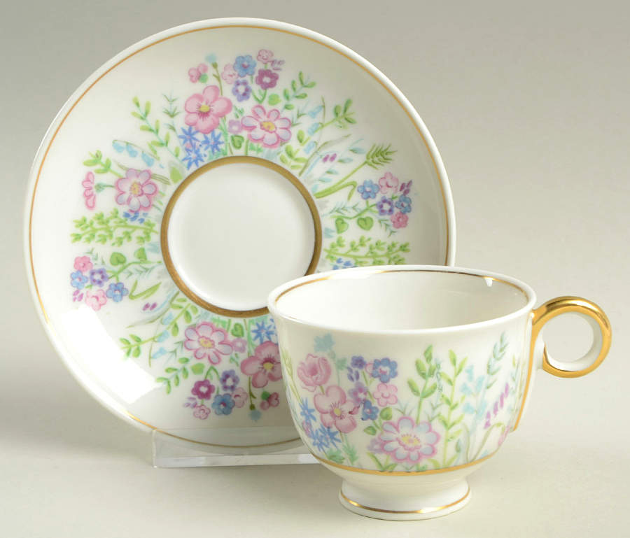 Rock Garden Footed Demitasse Cup & Saucer Set by Haviland-1