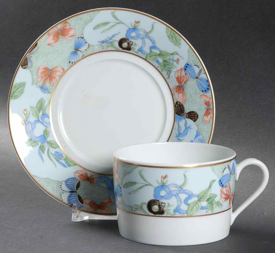 Romantique (White Backgd) Flat Cup & Saucer Set by Haviland-1