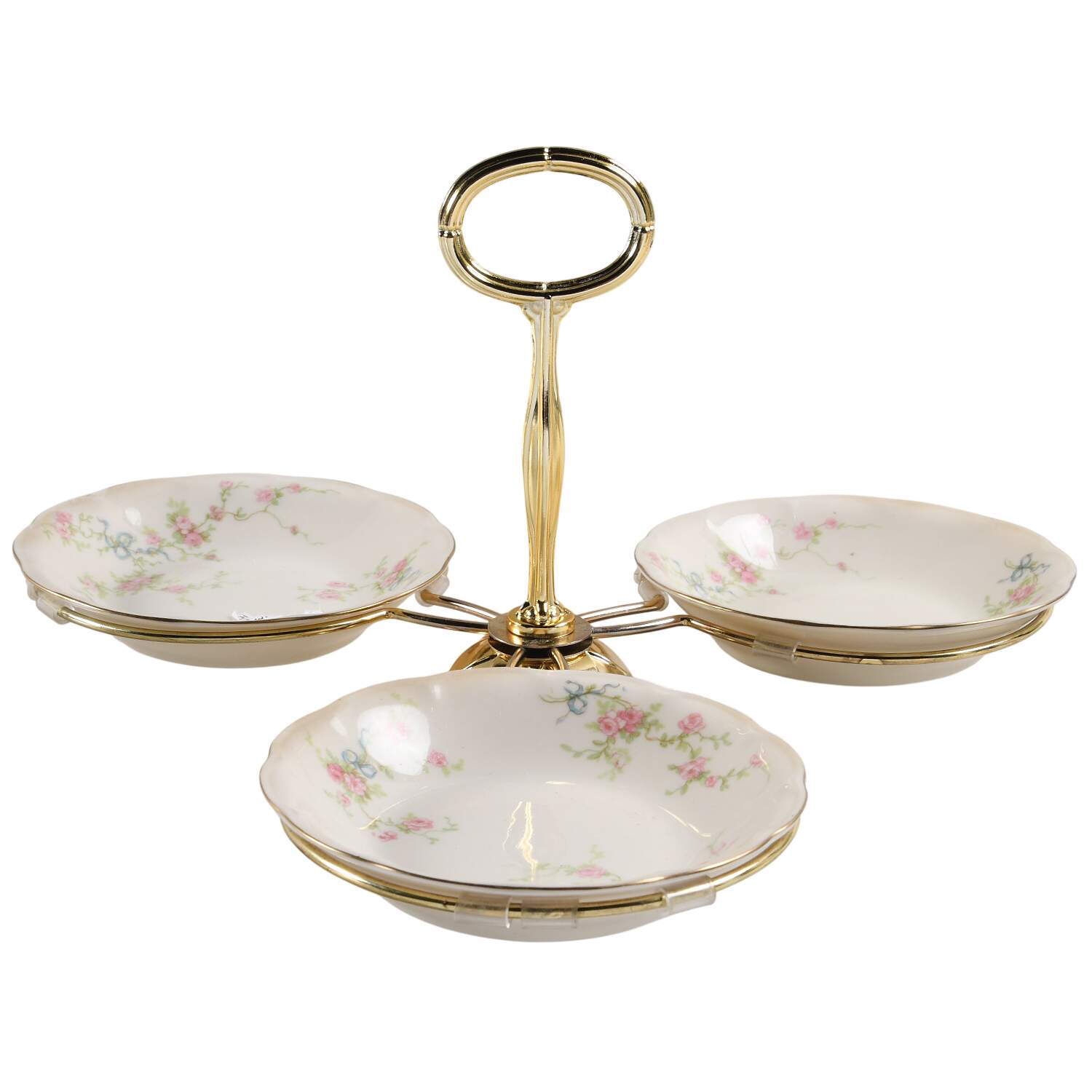 Rosanne 7" x 12" 3-Part Relish & Metal Stand (FR) HC by Haviland-1