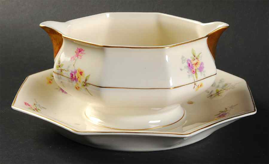 Rosamonde Gravy Boat with Attached Underplate by Haviland-1
