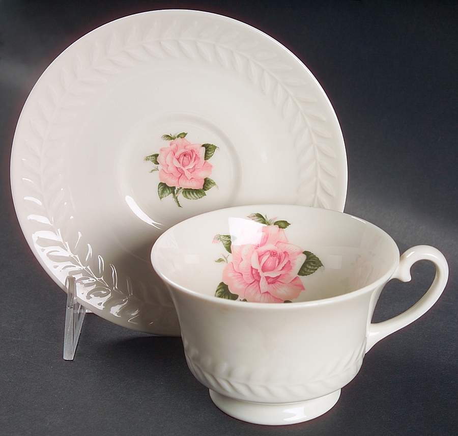 Rose Footed Cup & Saucer Set by Haviland-1