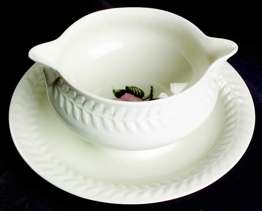 Rose Gravy Boat with Attached Underplate by Haviland-1