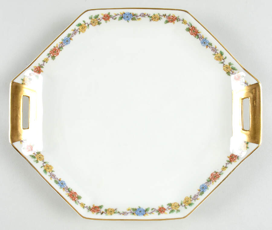 Rosemary (Multicolor Flowers) Handled Cake Plate by Haviland-1