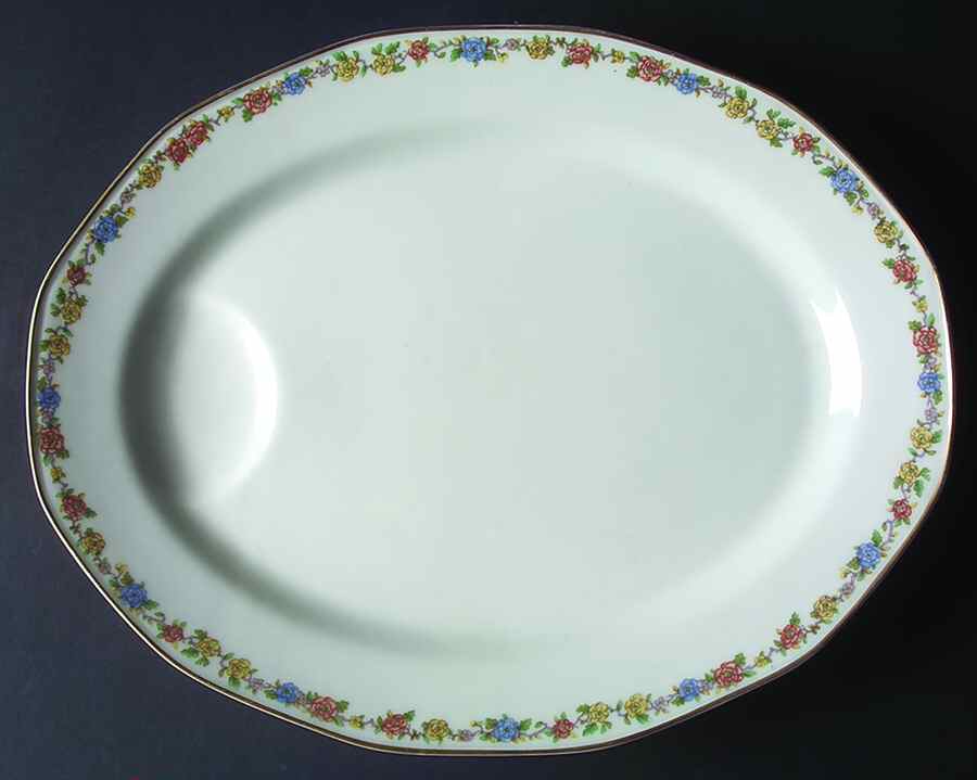 Rosemary (Multicolor Flowers) 15" Oval Serving Platter by Haviland-1