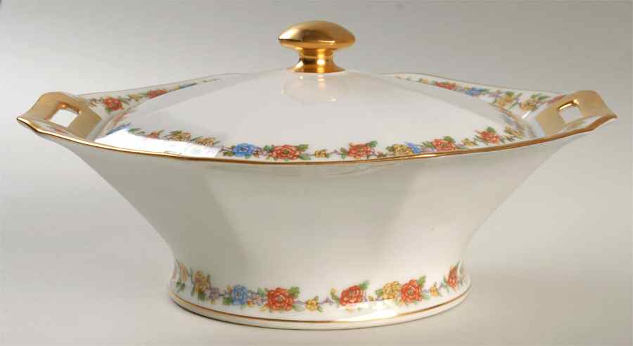 Rosemary (Multicolor Flowers) Octagonal Covered Vegetable by Haviland-1