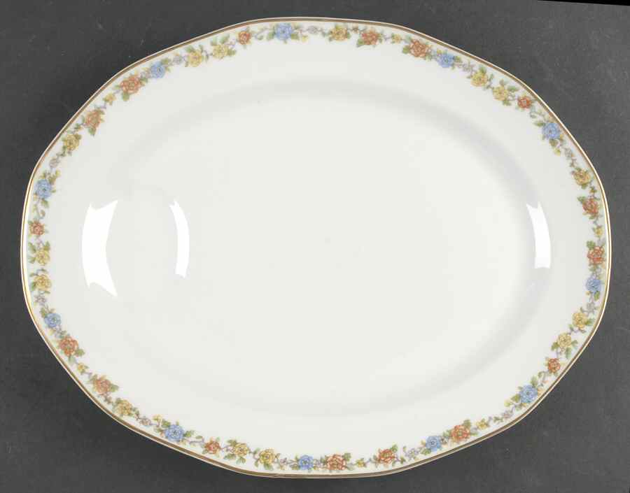 Rosemary (Multicolor Flowers) 13" Oval Serving Platter by Haviland-1