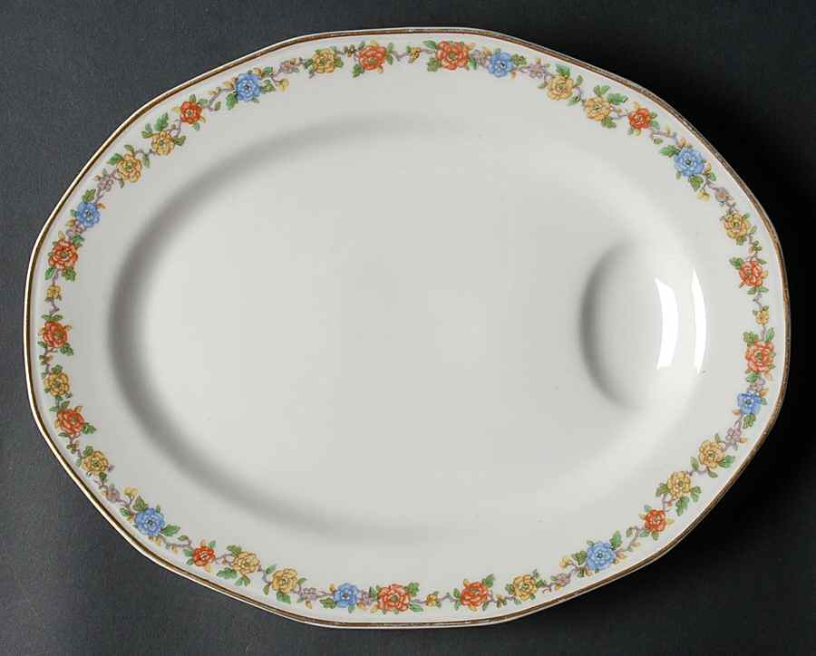 Rosemary (Multicolor Flowers) 11" Oval Serving Platter by Haviland-1