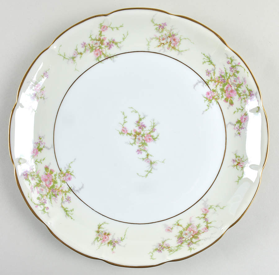 Rosalinde (France, Gold Trim) 12" Chop Plate (Round Platter) by Haviland-1