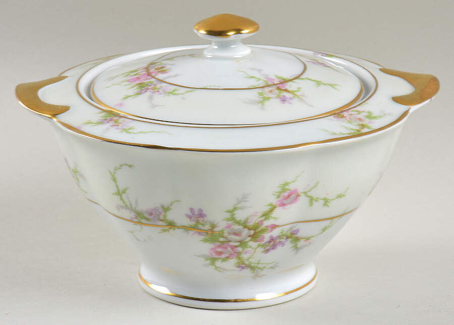 Rosalinde (France, Gold Trim) Sugar Bowl & Lid by Haviland-1