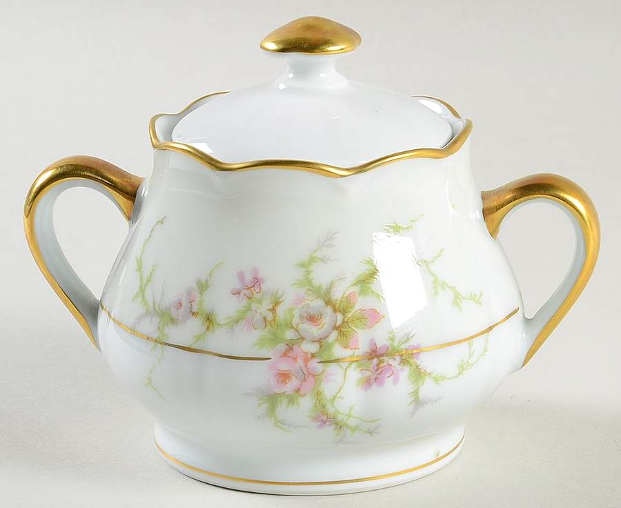 Rosalinde (France, Gold Trim) Sugar Bowl & Lid by Haviland-1