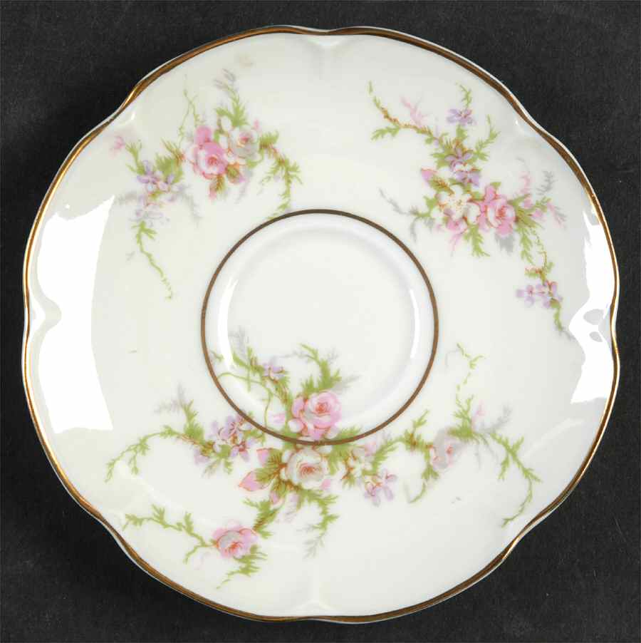 Rosalinde (France, Gold Trim) Saucer for Flat Demitasse Cup by Haviland-1