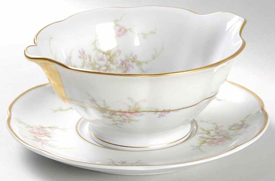 Rosalinde (France, Gold Trim) Gravy Boat & Underplate by Haviland-1