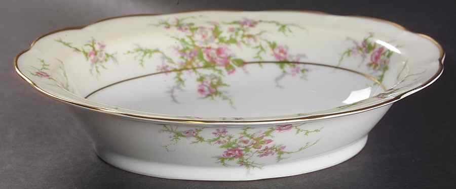 Rosalinde (France, Gold Trim) 9" Oval Vegetable Bowl by Haviland-1