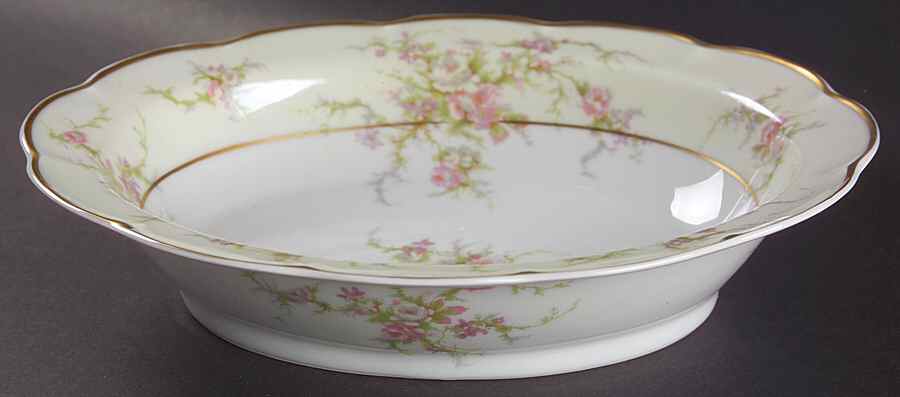 Rosalinde (France, Gold Trim) 9" Oval Vegetable Bowl by Haviland-1