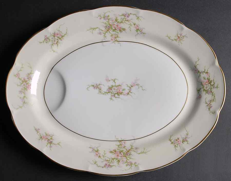 Rosalinde (France, Gold Trim) 16" Oval Serving Platter by Haviland-1
