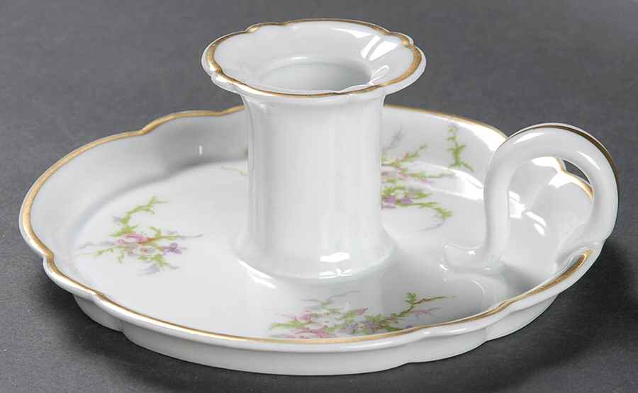 Rosalinde (France, Gold Trim) Handled Candleholder by Haviland-1