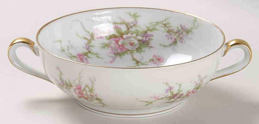 Rosalinde (France, Gold Trim) Flat Cream Soup Bowl by Haviland-1