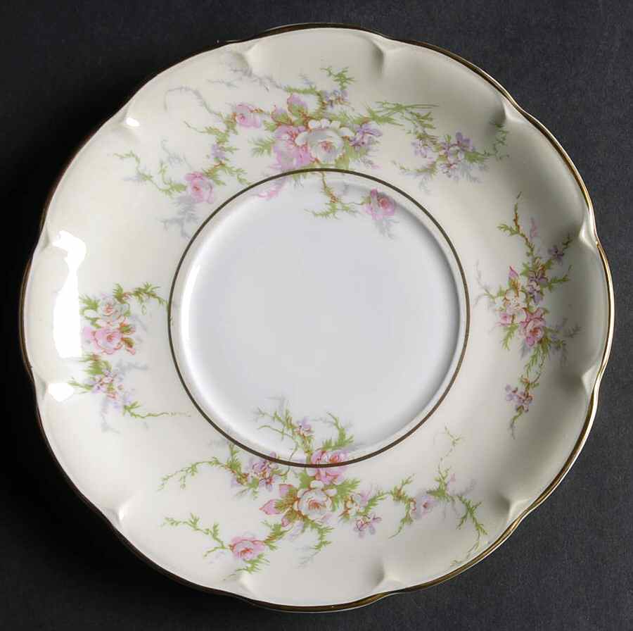 Rosalinde (France, Gold Trim) Saucer for Flat Cream Soup Bowl by Haviland-1