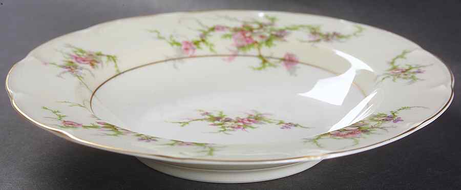 Rosalinde (France, Gold Trim) Rim Soup Bowl by Haviland-1
